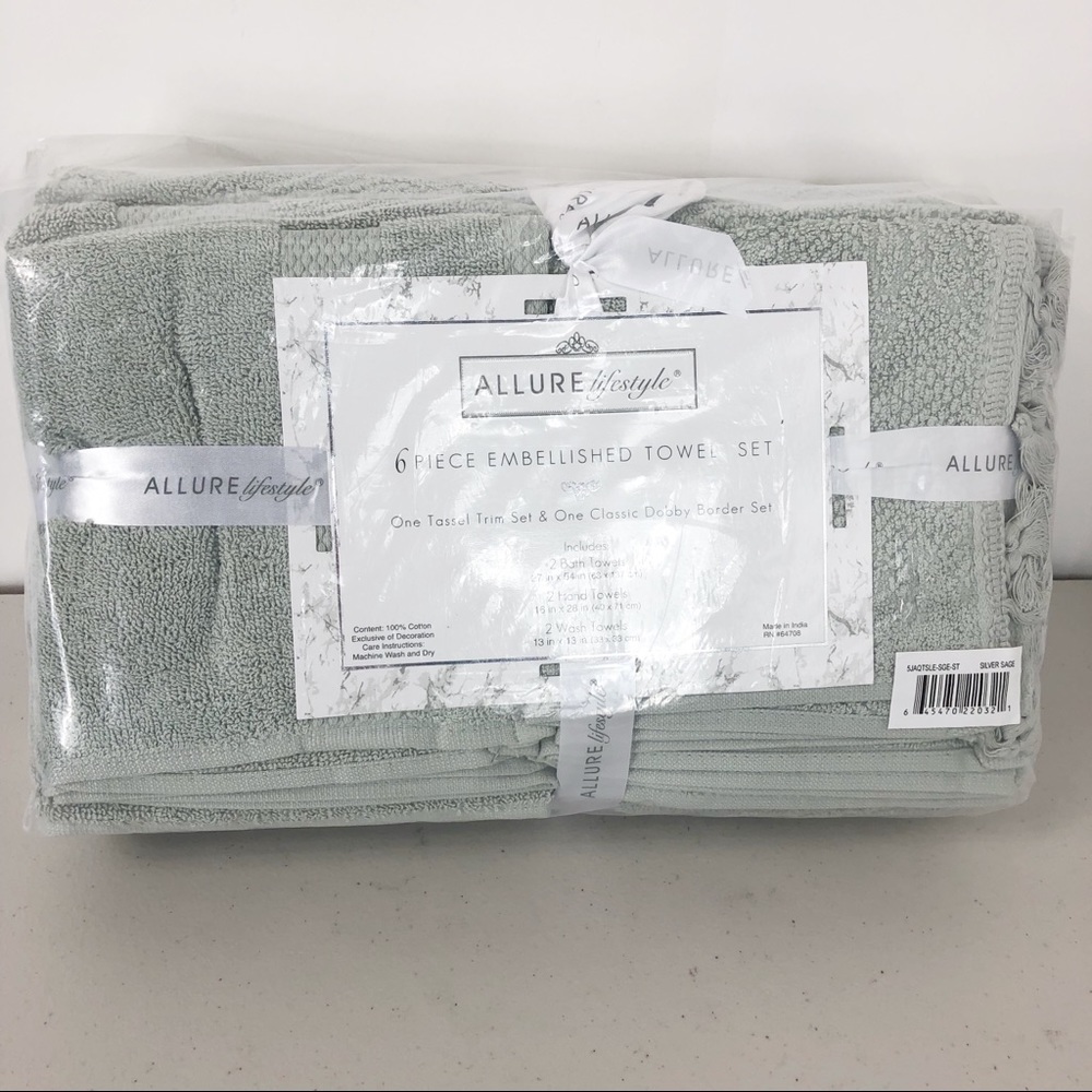 Allure Lifestyle 6 piece Embellished Towel - Picture 2 of 5